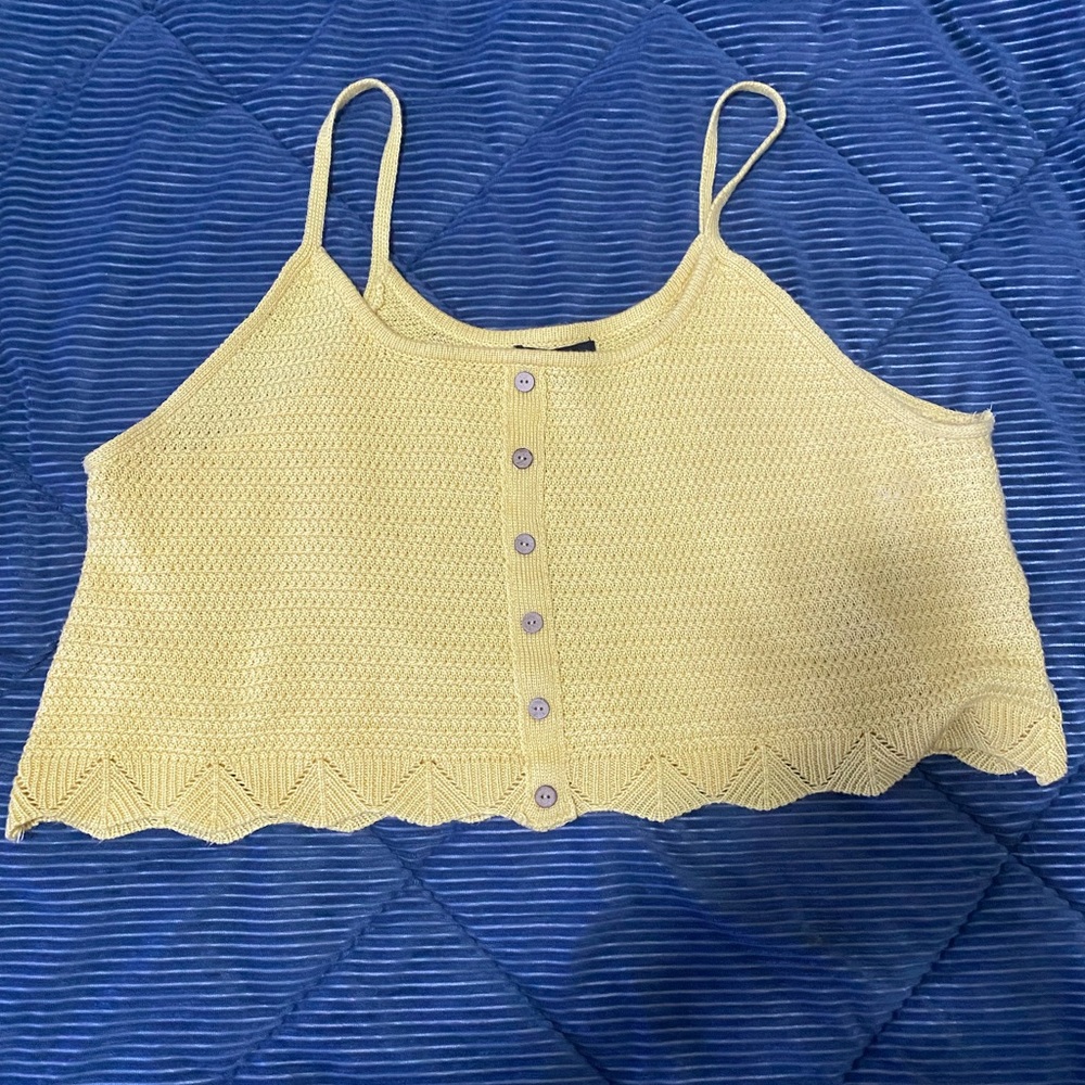 Two piece crop and shorts yellow sweater like material Matching Set